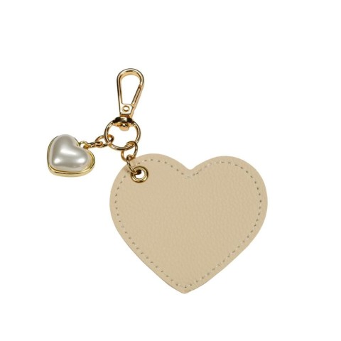 PORTACHIAVI CUORE PERLA T.6CM BEIGE